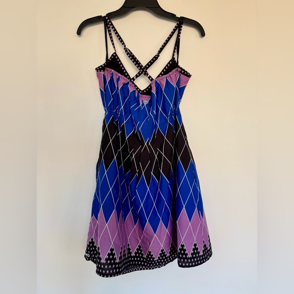 Billabong Black, Blue, and Purple Geometric Spaghetti Strap Mini Dress - Picture 2 of 2